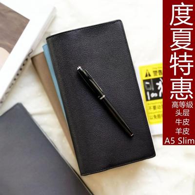 2025新品A5工作笔记本 手账 二折紧凑真皮手账A5slim活页本法羊
