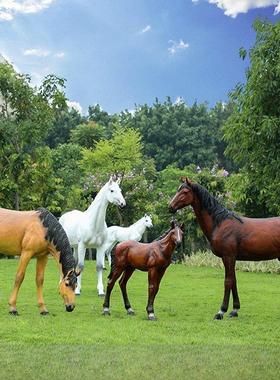 玻璃钢大型彷真白骏马雕塑可骑户外动物模型园林景观装饰摆件落地