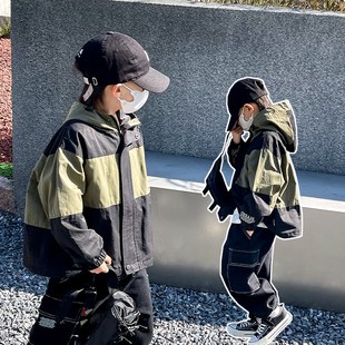 春季 寶寶洋氣潮中小童連帽上衣X兒童風(fēng)衣春 男童外套2023新款 童裝