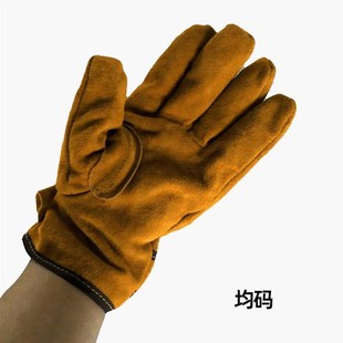 户外烧烤防烫手套耐高温隔热牛皮防护手T套野营烧烤工具