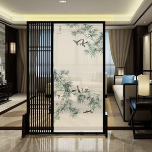 艺术半透装 新中式 饰卧室遮挡隔断客厅屏风移动入户玄关办公室座屏