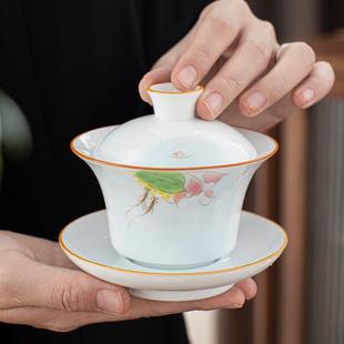 羊脂玉手绘茶具套装 办公家用礼品 中式 简约陶瓷功夫茶具泡茶套装