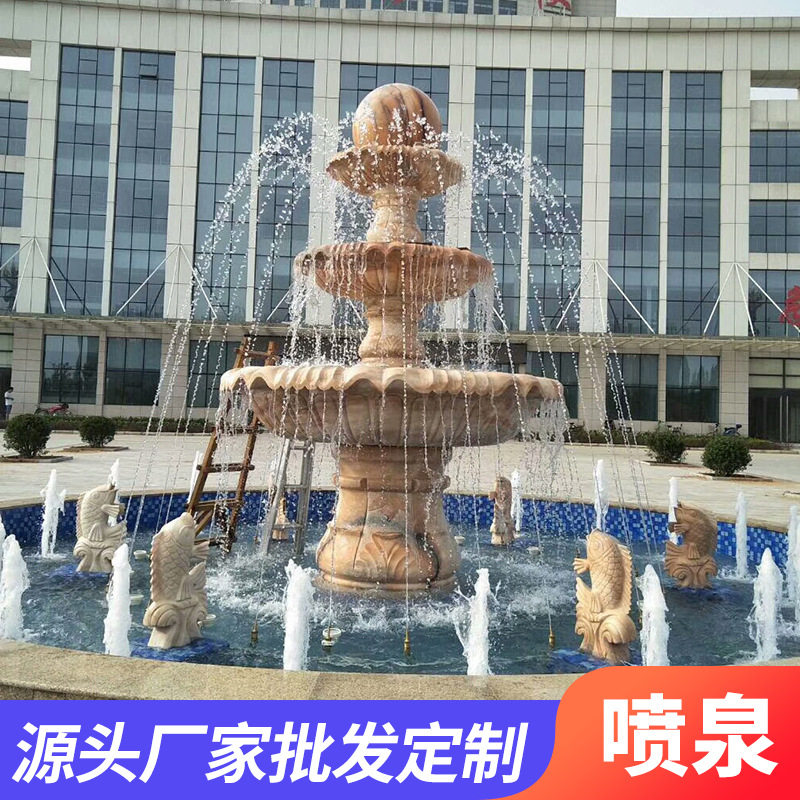 厂家生产 曲阳石雕喷水雕塑 花岗岩石材吐水雕塑 景观园林喷泉