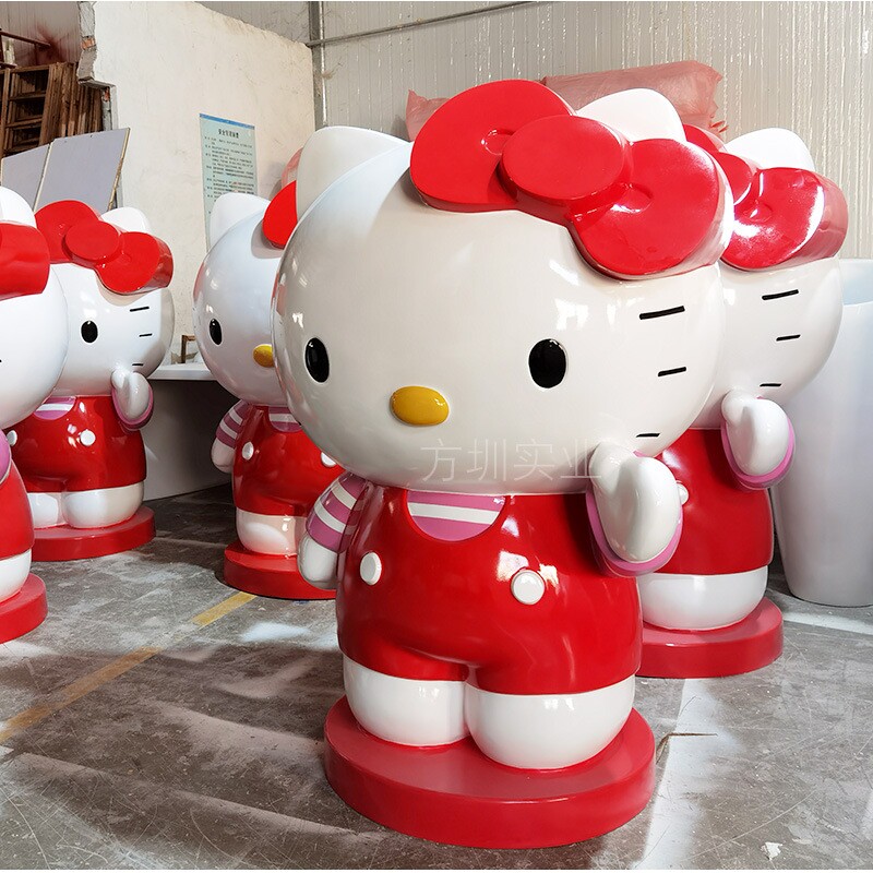 方圳商业商场美陈卡通猫IP雕塑室内橱窗玻璃钢仿真景观小品摆件