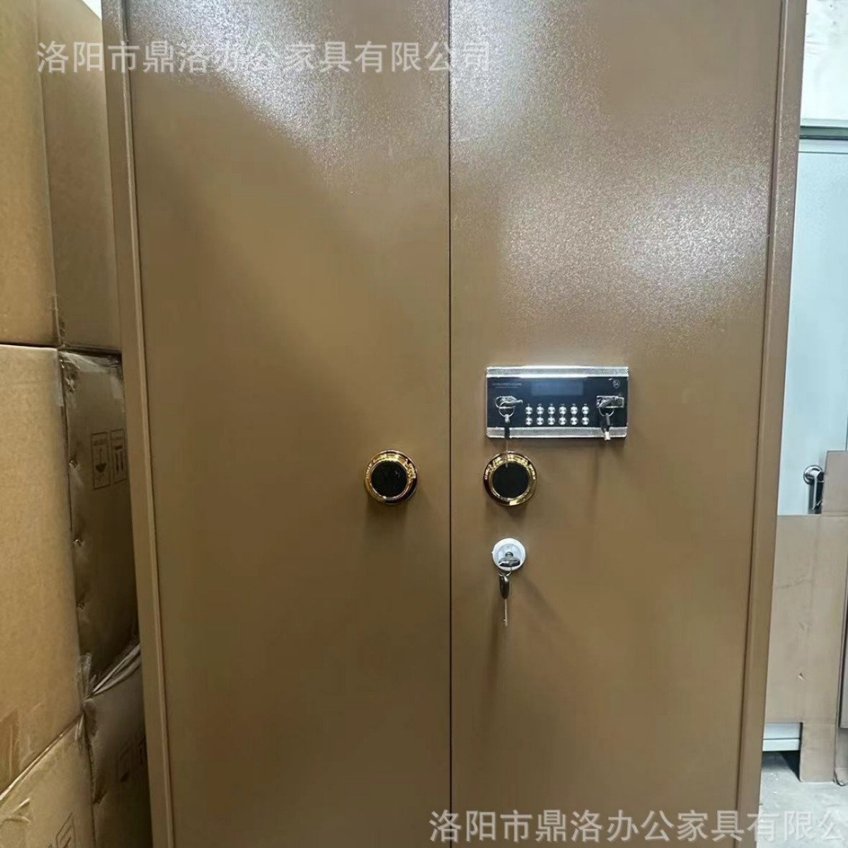 保险柜1米8对开门咖色全钢家用办公防盗指纹密码保管箱厂家密码锁
