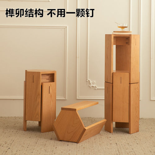 樱桃红橡木可叠放凳子实木堆叠凳茶几凳子秩序凳叠叠乐凳子餐凳