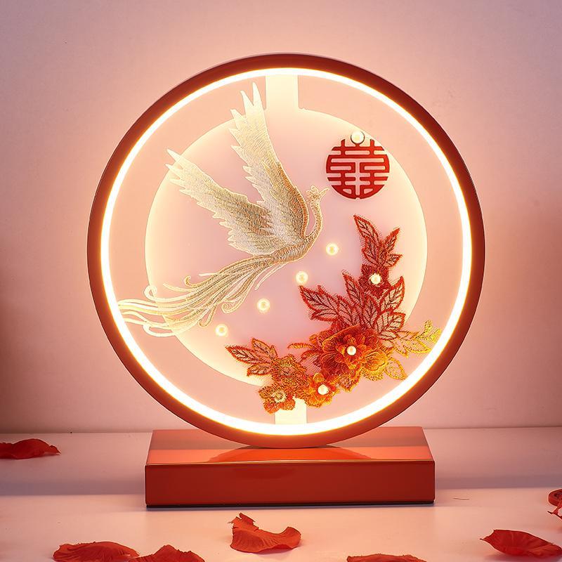 创意中式结婚台灯陪嫁长明灯婚房装饰床头灯送新人礼物红色一对