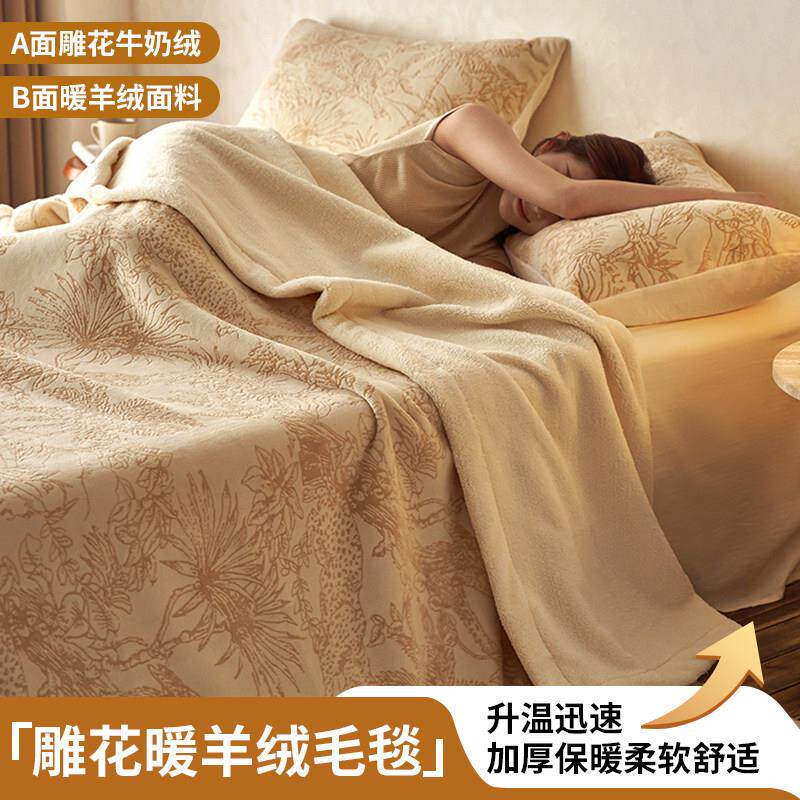 法式精选牛奶绒加厚毛毯午睡毯沙发盖毯秋冬季学生宿舍珊瑚绒被