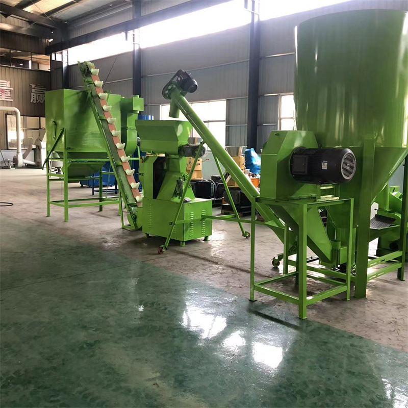 家禽养殖牛羊饲料机 混合草粉平模颗粒机组 玉米秸秆环模造粒机