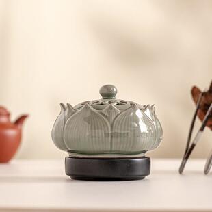 小众轻奢电香薰定时控温家用室内香粉香丸香炉创意中式茶桌薰香炉