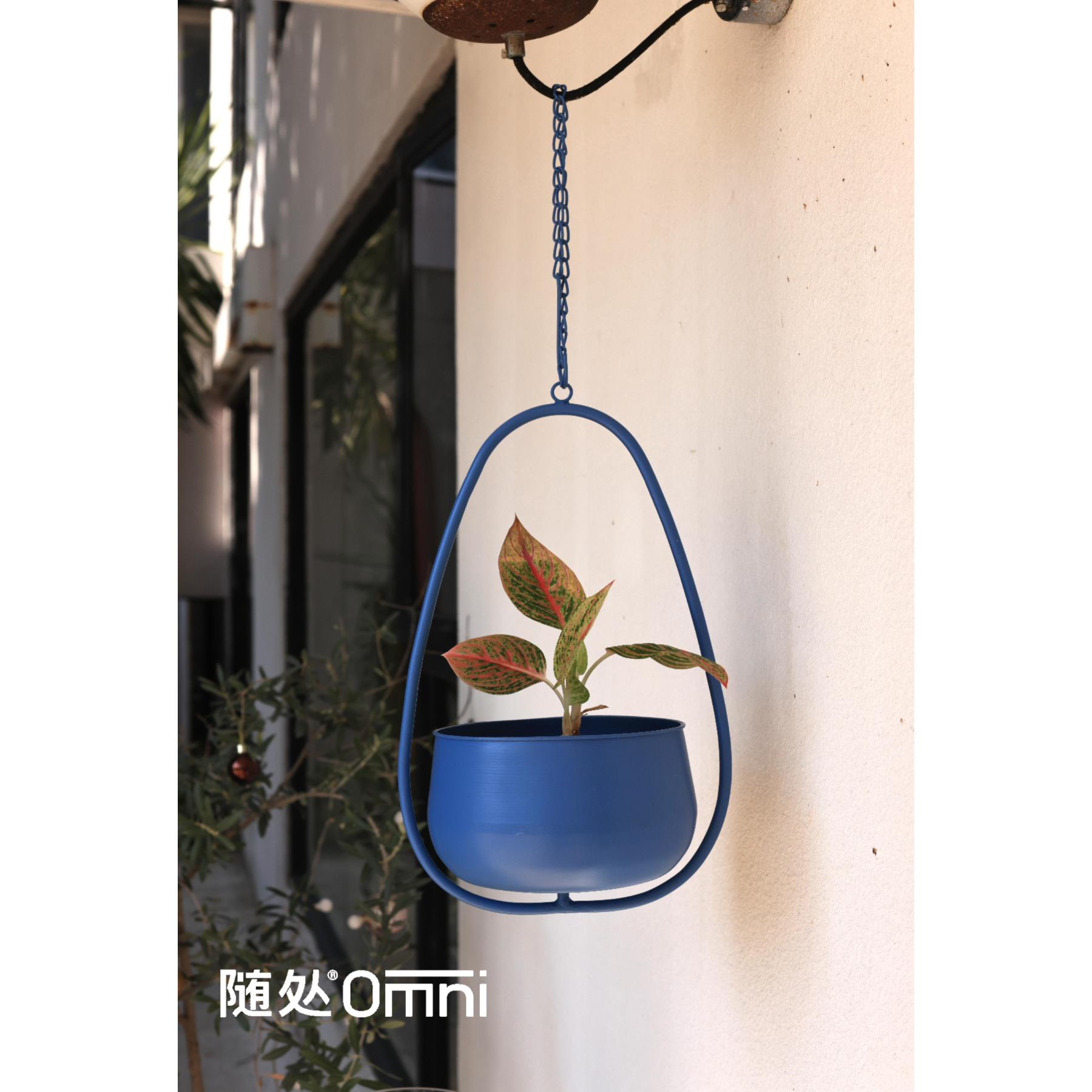 随处 治愈蓝色吊挂式花篮室内外装饰 阳台花园悬挂花盆现代简约风