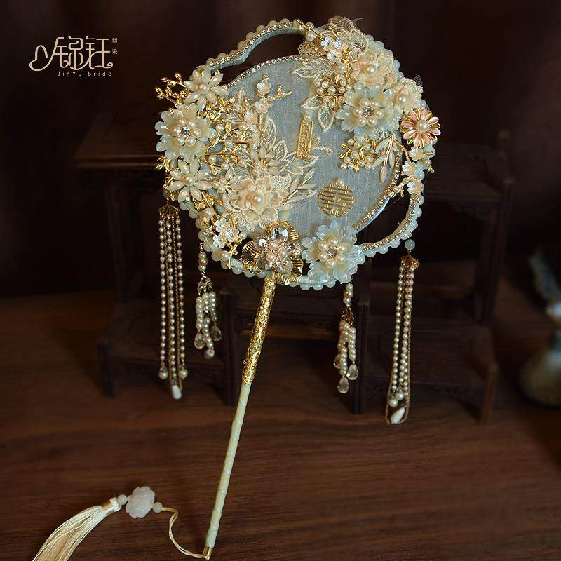 原创手作结婚蓝色秀禾喜扇婚礼出嫁手工婚庆扇新娘团扇成品扇送礼,家居饰品,工艺扇/团扇/喜扇/折扇,淘宝优惠券,粉丝福利购,淘宝优惠卷