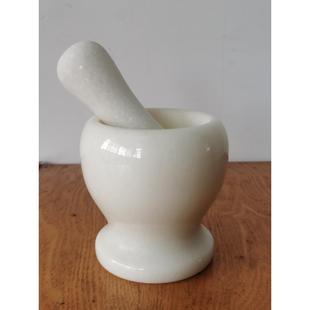 汉白玉石臼研磨器蒜臼子家用石头捣蒜器蒜泥器压蒜器捣碎器捣药罐