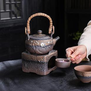 家用陶瓷盖碗日式 复古粗陶功夫茶具大套装 提梁壶泡茶会客办公茶杯