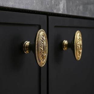 indoors欧式纯铜金银色抽屉单孔覆古拉手法式轻奢鞋柜?具车门把手
