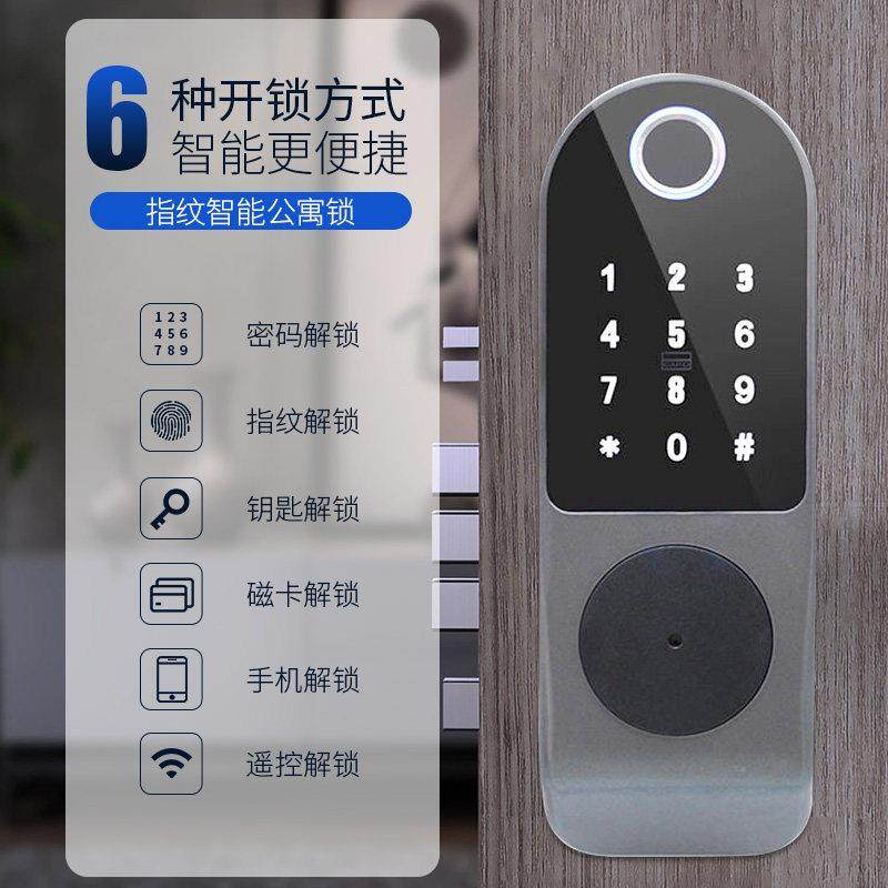 指纹锁密码锁户外大门入户锁出租房刷卡智能铁门老式牛头锁公寓门