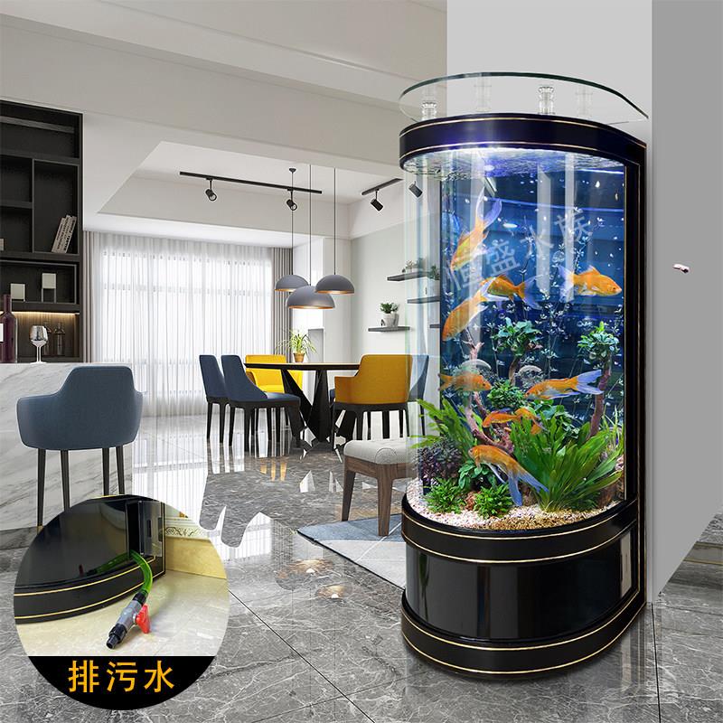 圆柱形鱼缸客厅小型2023新款电视柜旁一体式中大型玻璃半水族馆