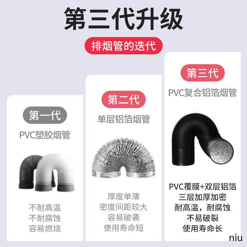 抽油烟机a排烟软管大口径200到400排风管道排气管铝箔管伸缩商用