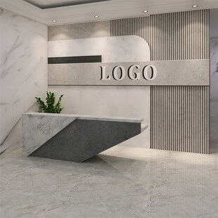 公司前台背景墙板办公室logoy造型集成墙板美容院形象背景墙碳晶