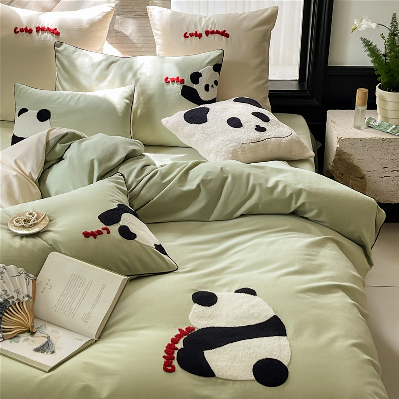 秋冬卡通100支全棉磨毛四件套刺绣毛巾绣床上用品床笠款儿童被套