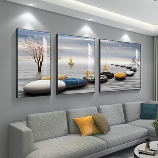 时运享通客厅沙发背景墙装饰画轻奢高级感三联画组合壁画大气挂画