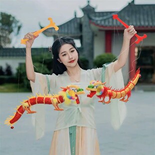 提线舞龙木偶提线带灯龙牵线提线木偶玩具礼物传统手工小孩礼品