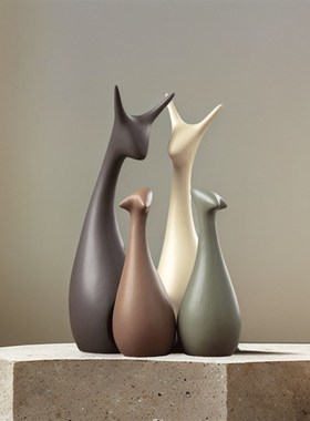 小摆件家居装饰创意客厅电视玻璃酒柜办公室玄关高档轻奢鹿工艺品