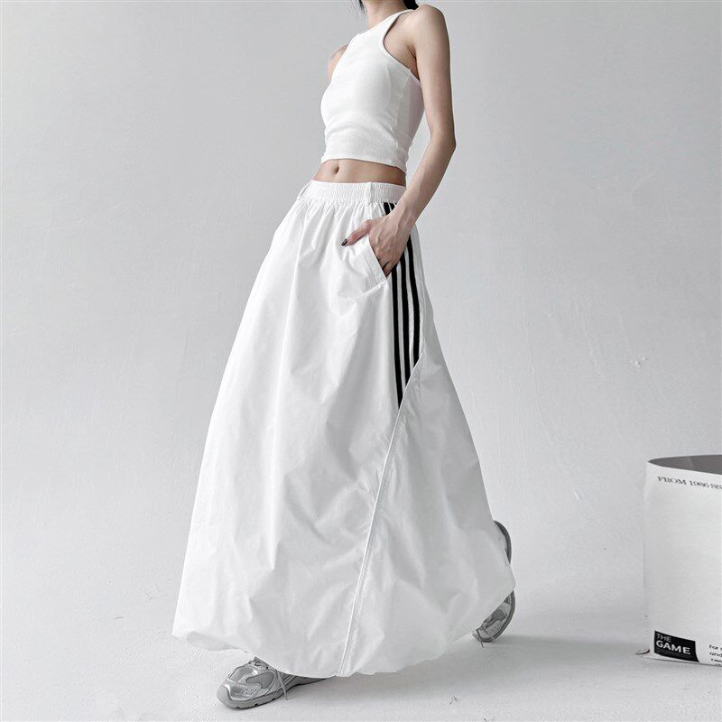 白色运动半身裙女2025夏季新款高级感时尚休闲潮流显瘦遮胯长裙子