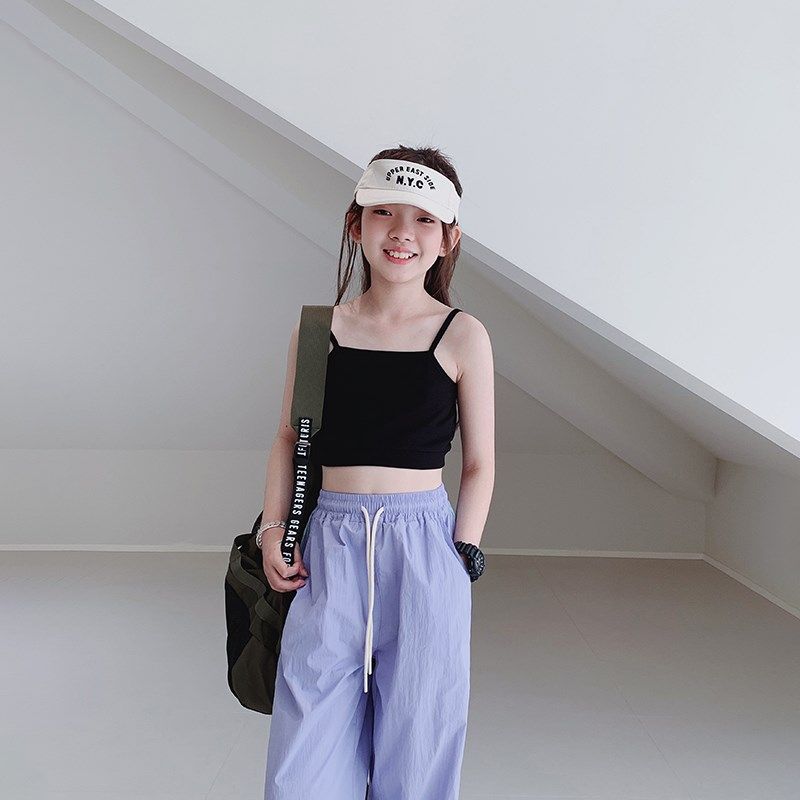 女童吊带2025夏装新款女大童初中生运动背心儿童学生休闲打底上衣