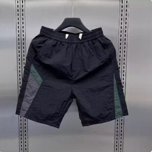 男士 潮流沙滩宽松裤 拼色系绳运动五分裤 薄款 子男 夏季 潮牌休闲短裤