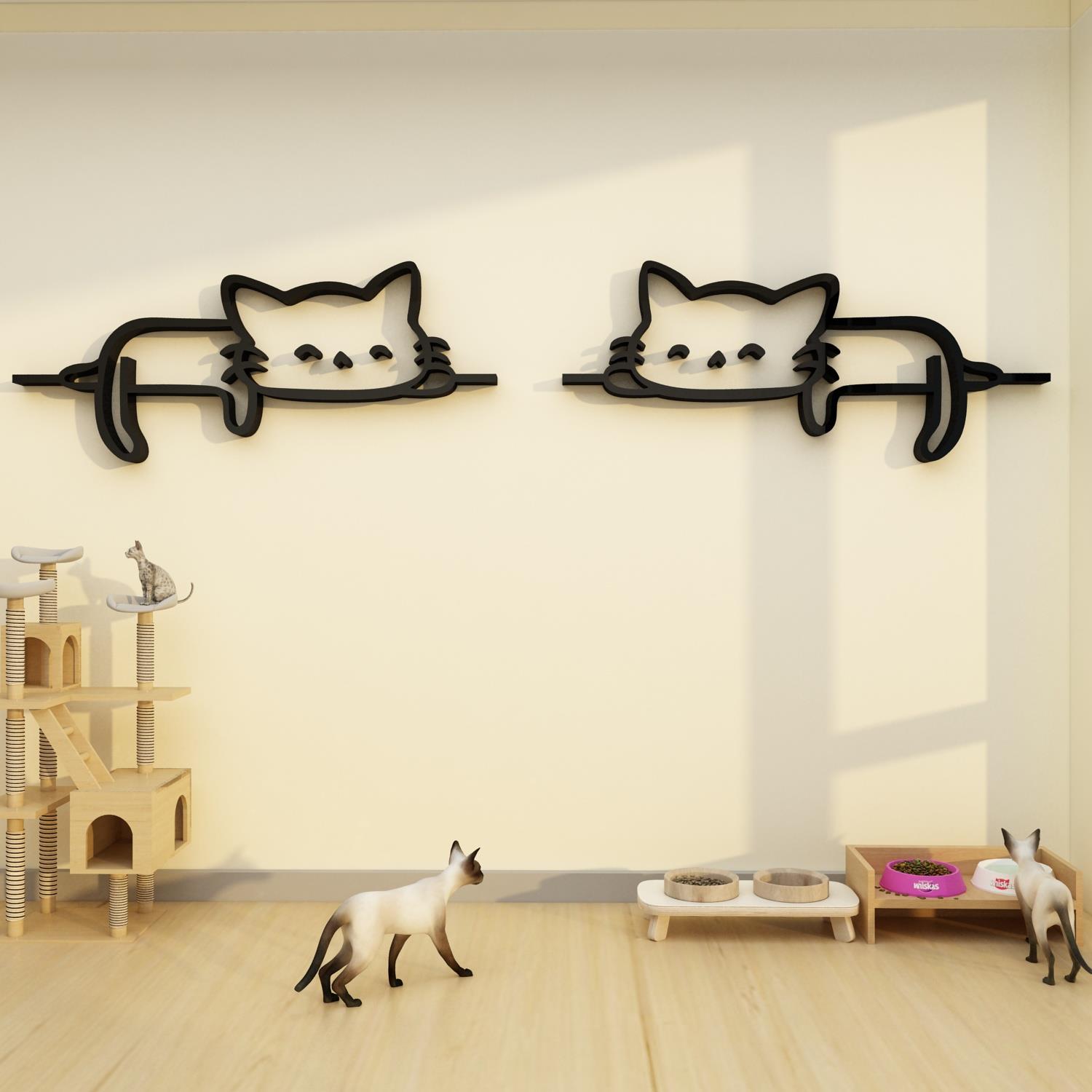 网红公仔猫咖房间店墙面装饰修布置用品宠物贴纸画玻璃创意高级感