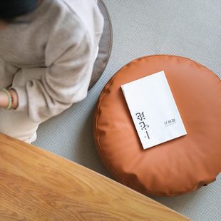 家用圆形榻榻米茶几小垫子打坐飘窗加厚 皮质蒲团坐垫地上坐墩日式