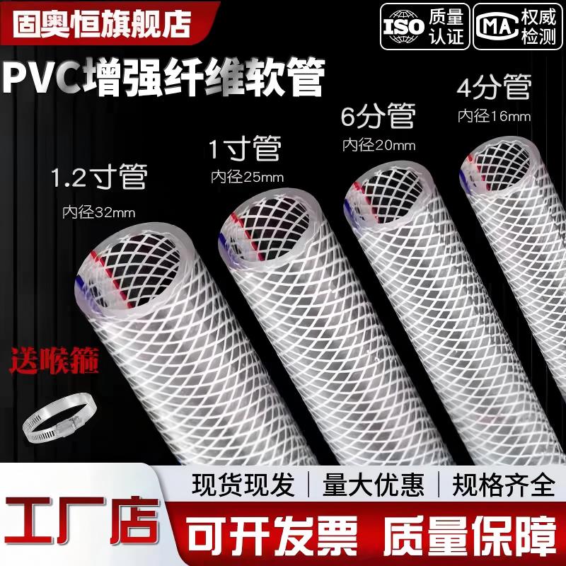 PVC纤维增强软管蛇皮管4/6分网纹线管防爆水管抗冻塑料管1/2寸