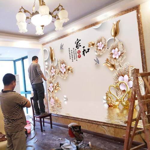 中式壁布3d立体电视墙背景墙自粘墙贴2025新款壁画装饰8d影视壁纸