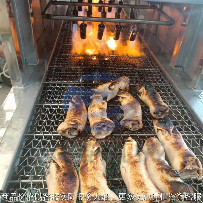 全自动烤毛设备供应湖南猪手燎毛机 带皮五花肉食鸡头燎毛机 价格