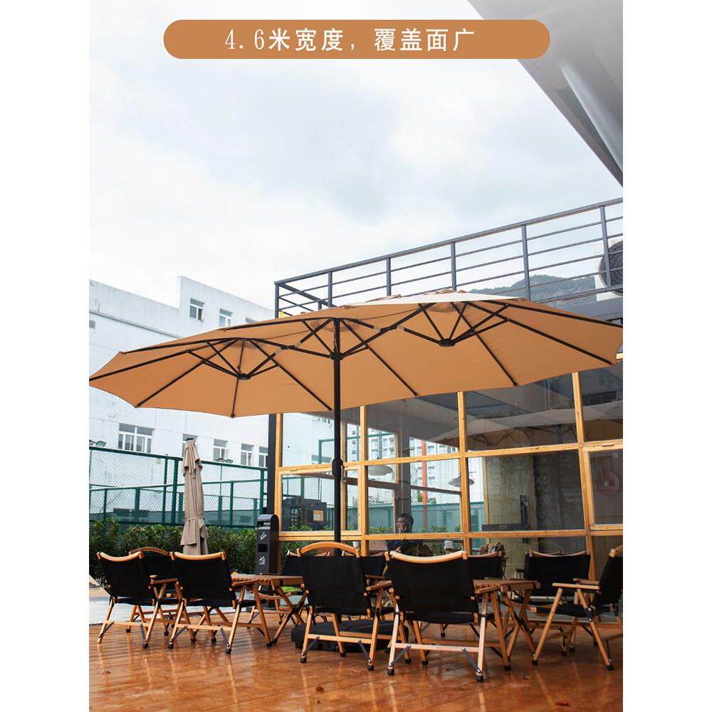 长方形户外遮阳伞露台罗马伞庭院伞大型中柱咖啡厅室外三头太阳伞