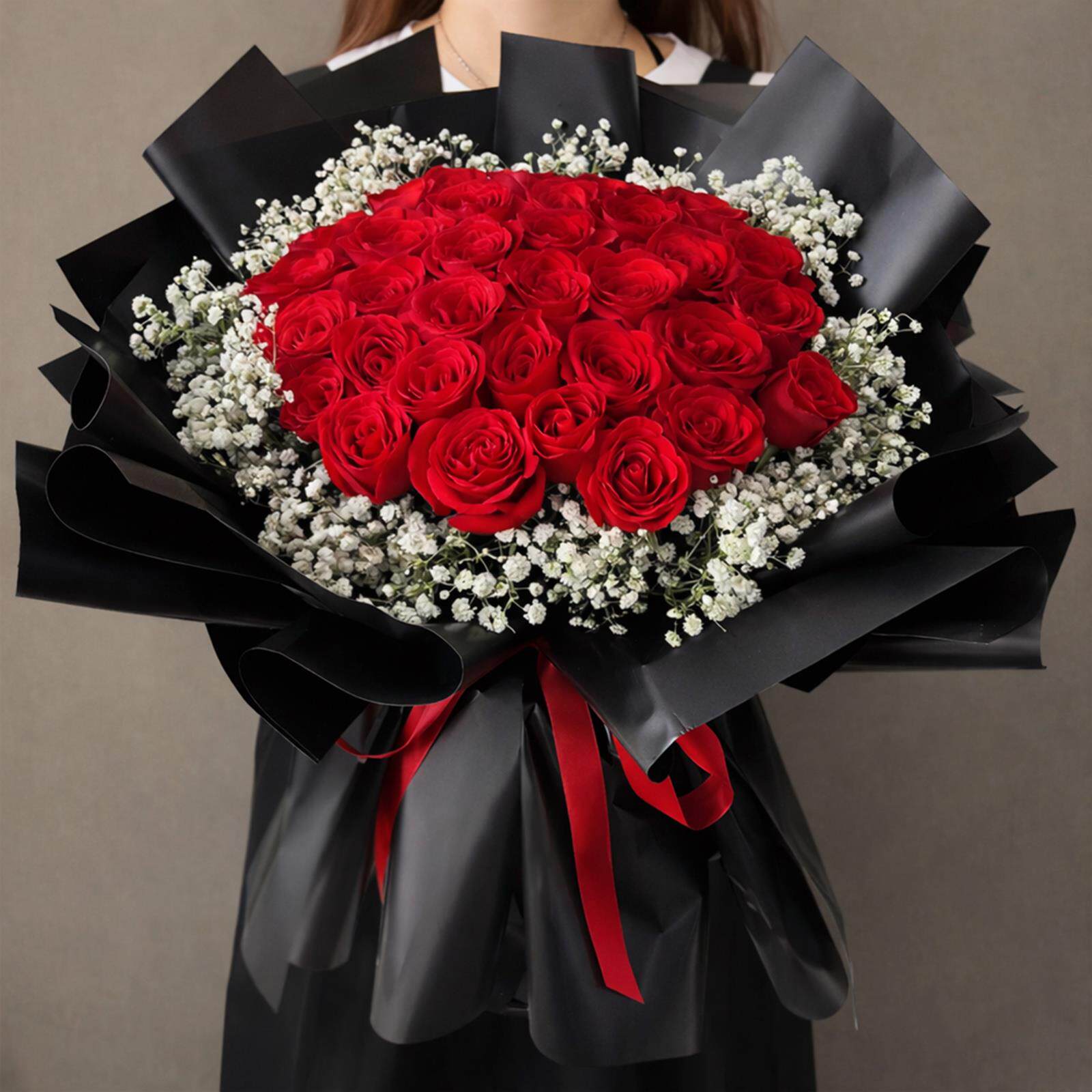 全国红玫瑰满天星花束生日鲜花同城速递配送女友礼物安徽北京上海