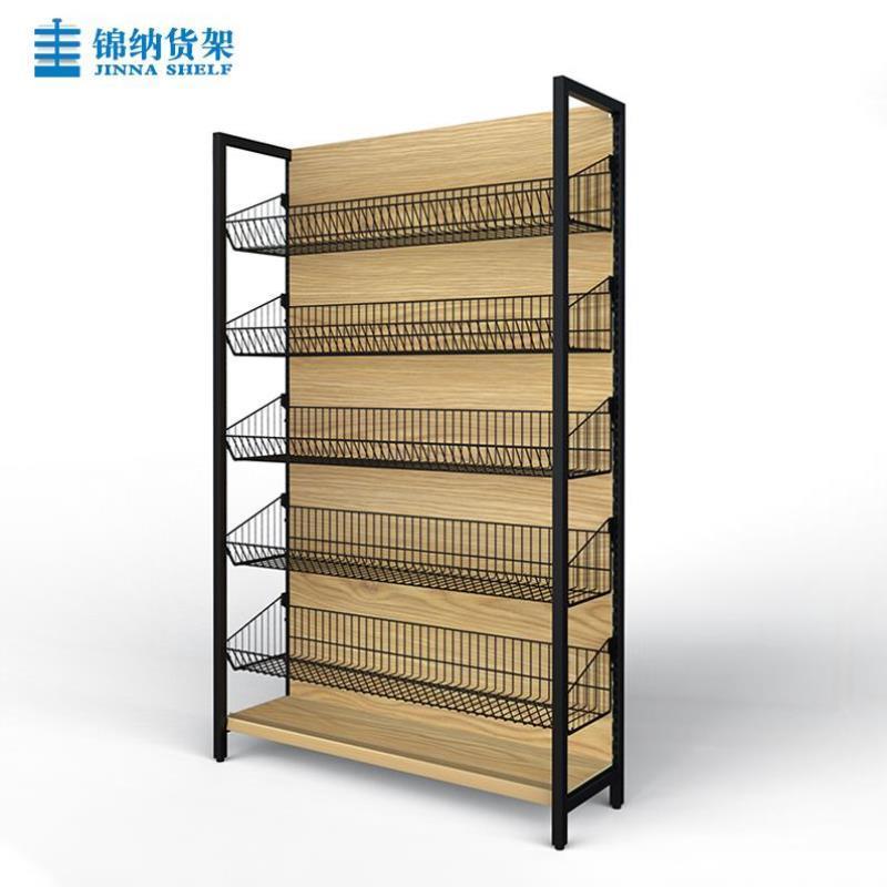 锦纳黑色可拆卸组合式挂篮四柱超市货架配件斜口可加隔片挂框窄款
