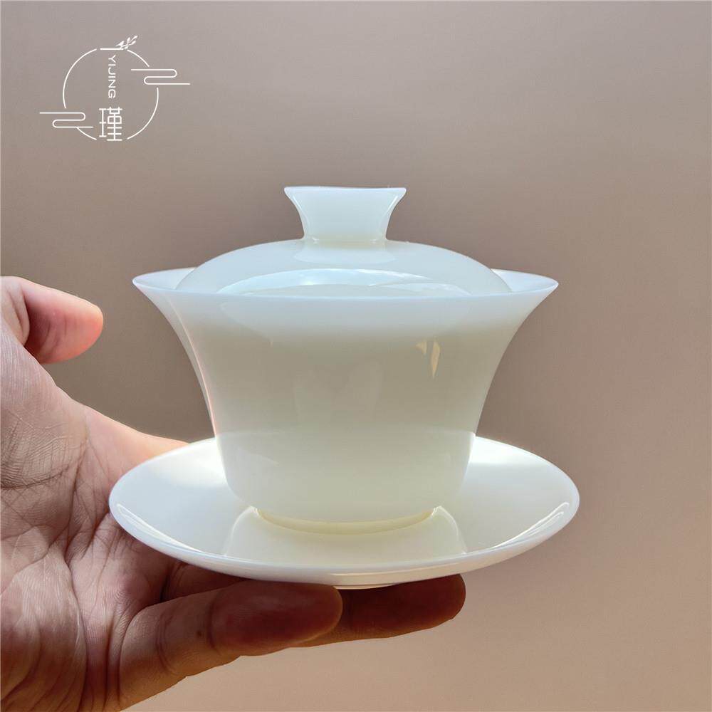 冰种白瓷盖碗茶具德化陶瓷功夫茶器一瑾品牌手工高端客制化茶具