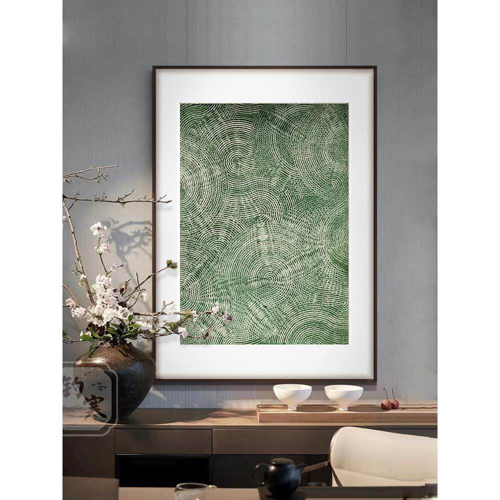 新中式玄关装饰画正对门抽象线条竖版画走廊过道挂画客厅背景墙画