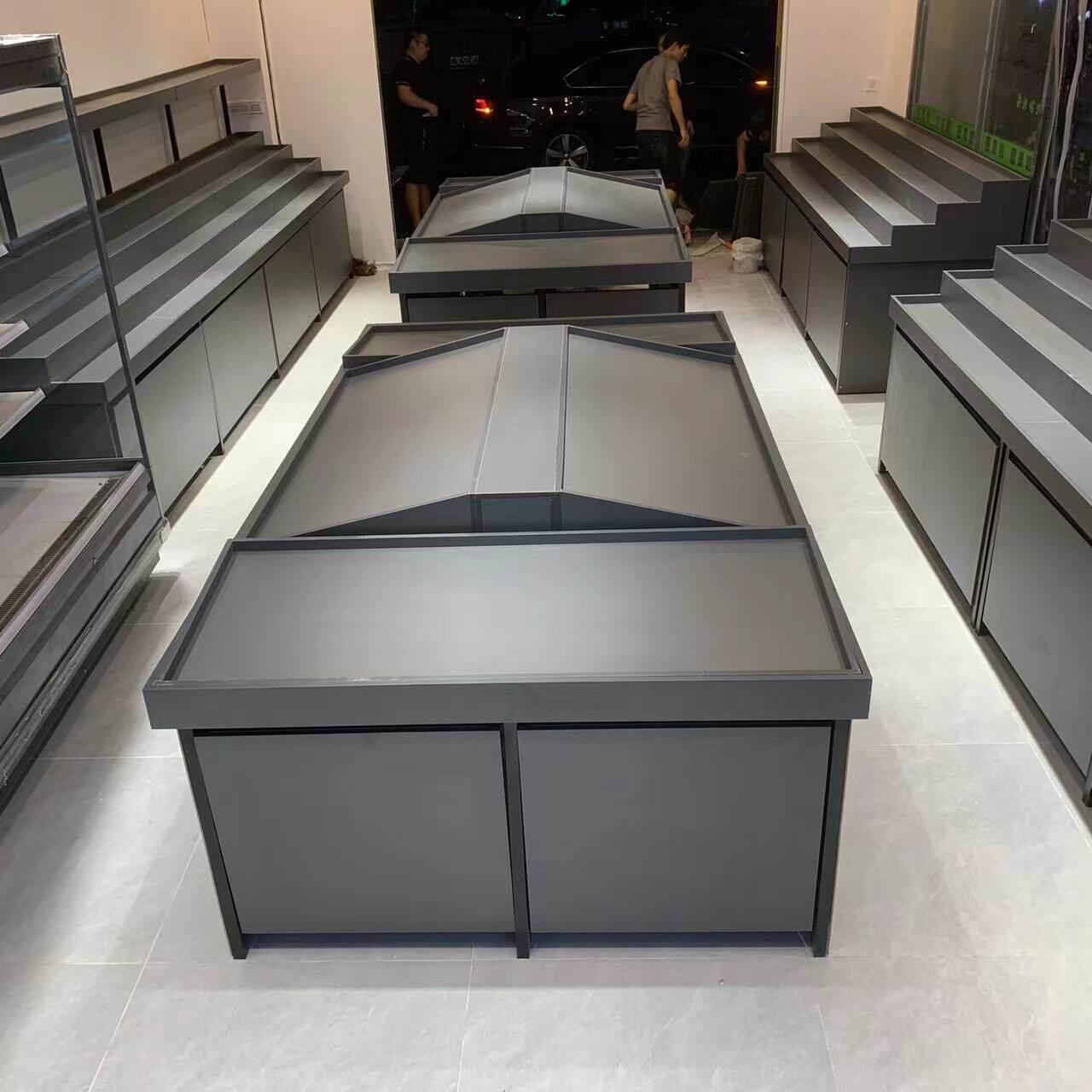水果店货架展示架阶梯式台阶果蔬架木质多层梯形中岛货架陈列货柜