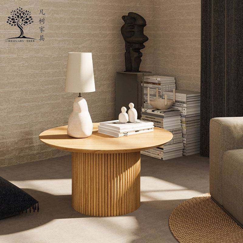 日式圆形茶几 设计师阳台边几小户型客厅圆桌侘寂风原木茶桌,住宅家具,茶几+电视柜,淘宝优惠券,粉丝福利购,淘宝优惠卷