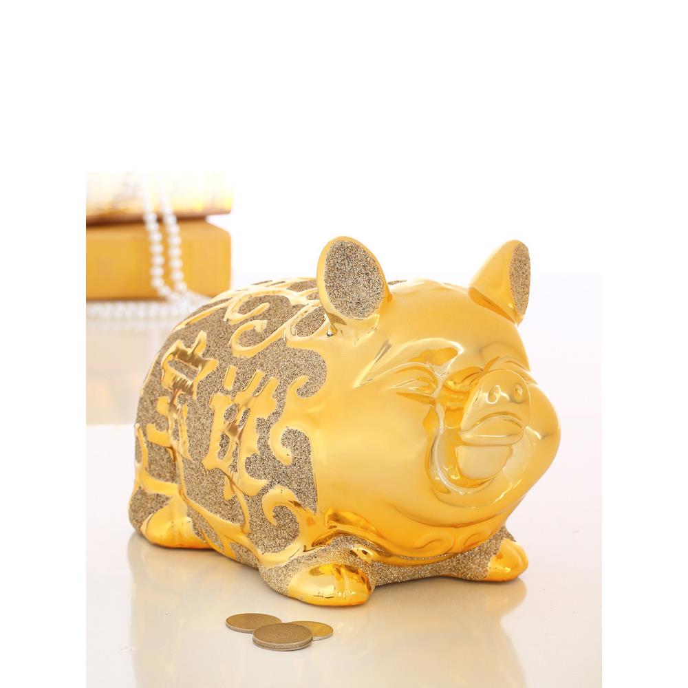 大容量金猪特大号储蓄罐开业礼品金色存钱罐招财进宝玻璃砂旺财猪