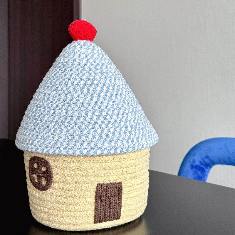 【居家好物】多巴胺小房子收纳筐可爱家居客厅卧室带盖多功能篮子