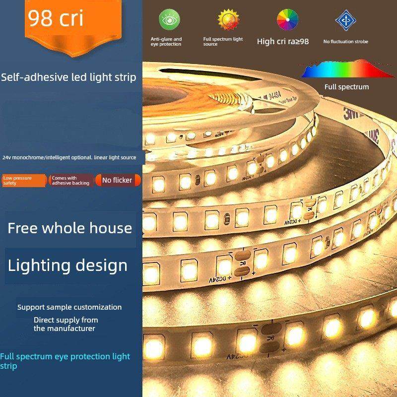 全光谱护眼灯带24v无频闪客厅吊顶低压线条灯高显指98自粘led灯条,家装灯饰光源,室内LED灯带,淘宝优惠券,粉丝福利购,淘宝优惠卷