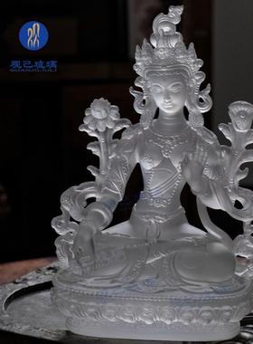 琉璃白度母家居家用客厅摆件工艺品佛堂供奉贴金装饰寺院佛像