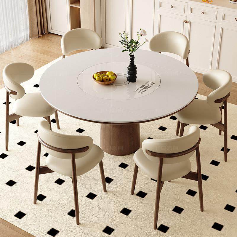 北欧实木岩板多功能餐桌带电磁炉现代简约家用可伸缩带暖菜餐桌椅,住宅家具,岩板餐桌,淘宝优惠券,粉丝福利购,淘宝优惠卷