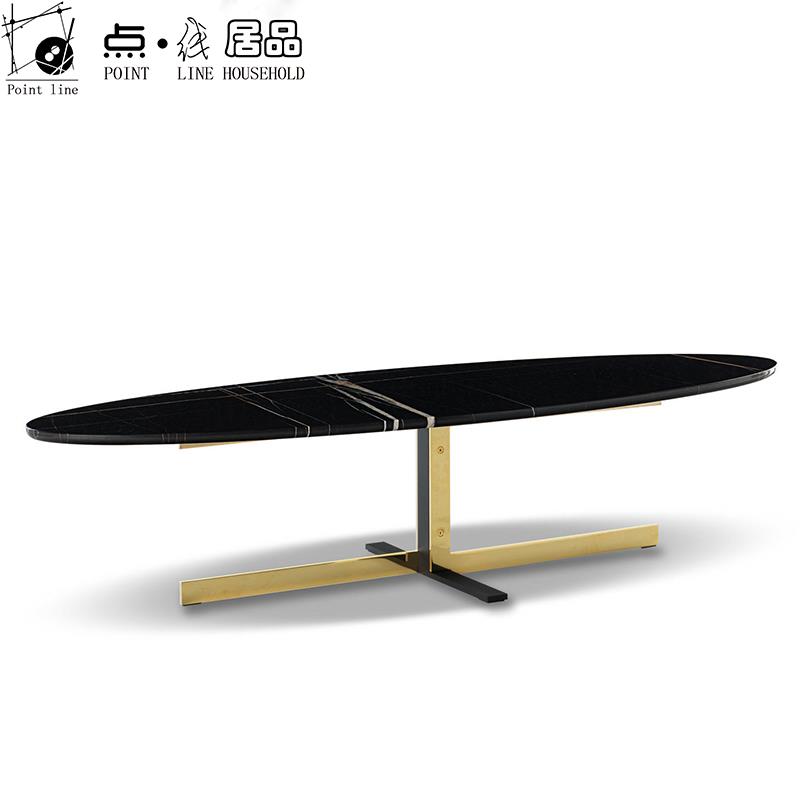 意式轻奢极简大理石边几现代简约小户型角几客厅椭圆形不锈钢茶几