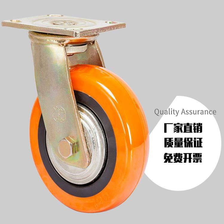 科胜重载PU聚氨脂万向脚轮手推车轮子4寸6寸刹车8寸胶轮子5寸工业
