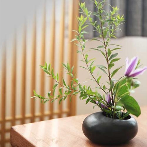 水滴小花器迷你茶席桌面禅意中式日式插花器皿陶瓷剑山插花盆花盘